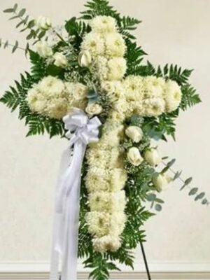 Peace & Love Standing Cross - White