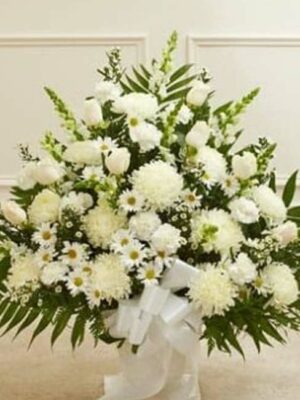 Touching Tribute Floor Basket - White