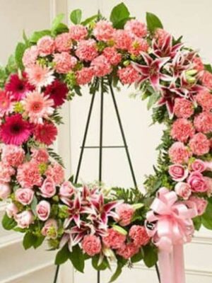 Serene Sympathies Standing Wreath - Pink