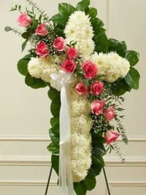 Peace & Love Standing Cross - Pink