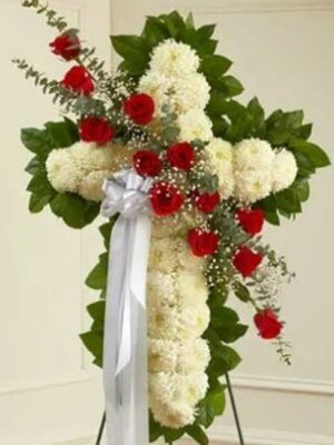 Peace & Love Standing Cross - Red