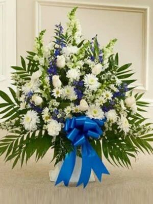 Touching Tribute Floor Basket - Blue & White