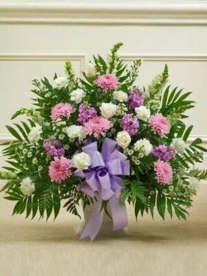 Touching Tribute Floor Basket - Lavender & White