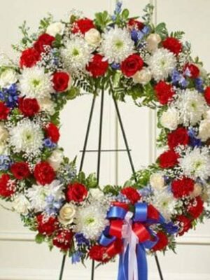 Serene Sympathies Standing Wreath - Red, White & Blue