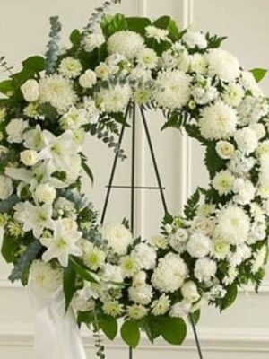 Serene Sympathies Standing Wreath - White