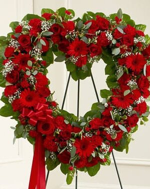 Forever Cherished Floral Heart Tribute - Red