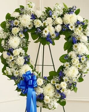 Forever Cherished Floral Heart Tribute - Blue & White