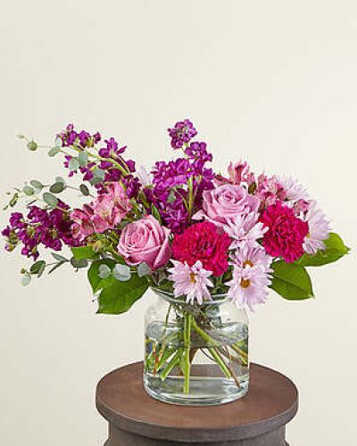 <p>Send our Lollipop Bouquet as a sweet Mother's Day treat or to an unexpecting friend. Designed with berry hues that will brighten their day and fill their room with purple carnations, lavender roses and daisies. These happy stems are paired with beautiful eucalyptus for a stunning spring aesthetic.</p>